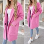 Väga soe ja pehme Barbie roosa alpaka jakk 1 trukiga
