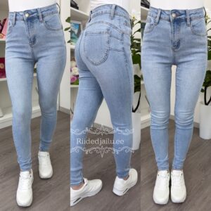 Kõrge Pihaga Helesinised Skinny-Teksad