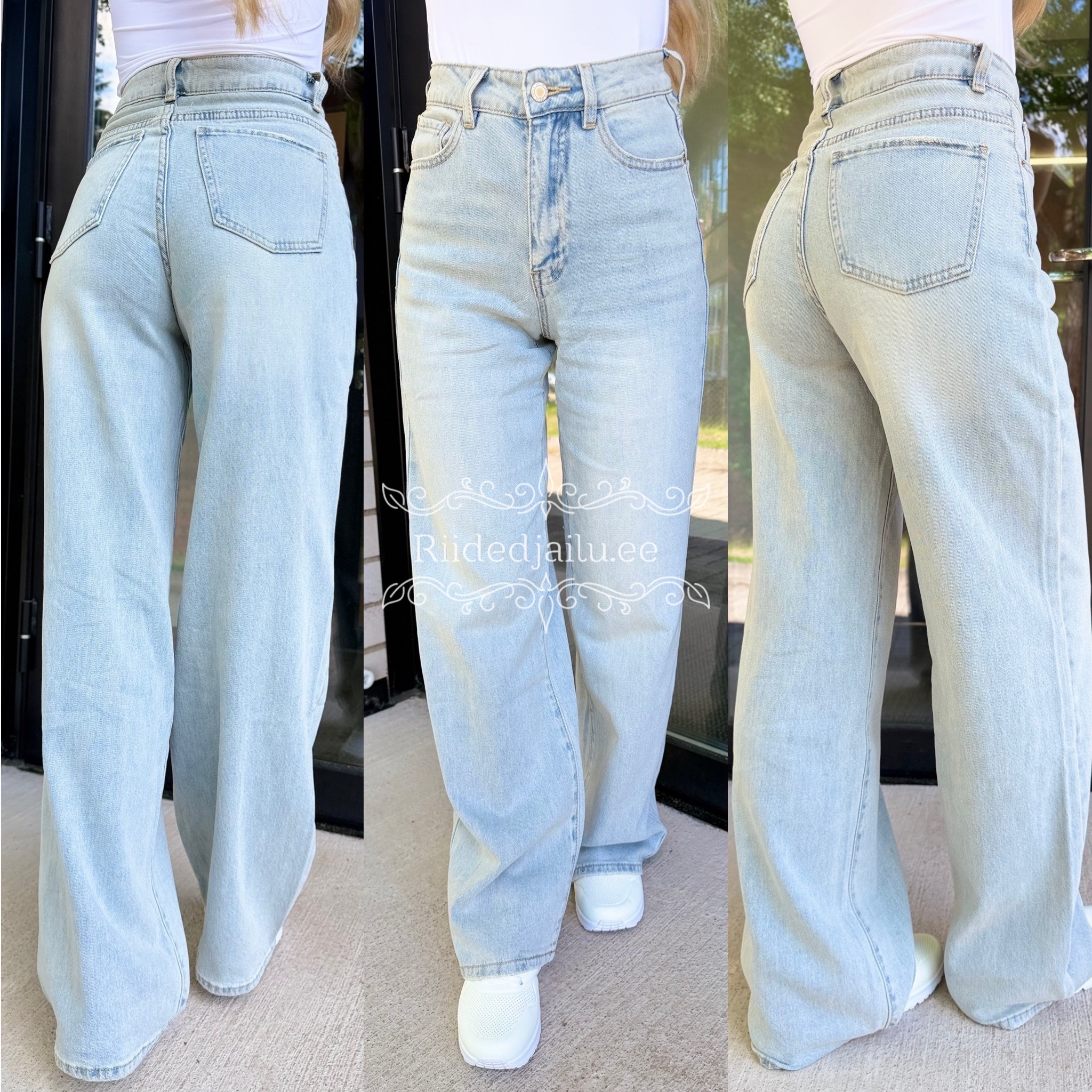 Moodsad Helesinised Laiasäärelised Teksad Wide-Leg