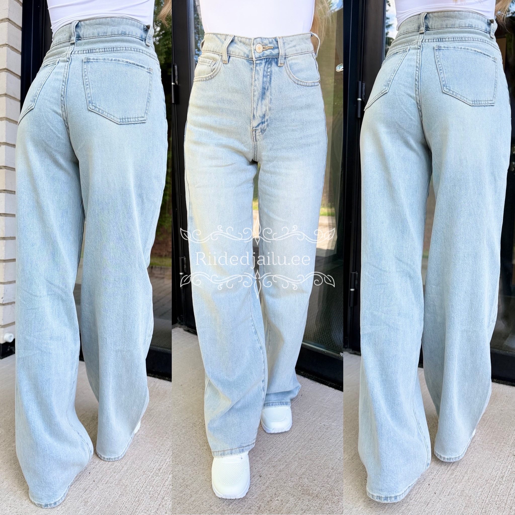 Moodsad Helesinised Laiasäärelised Teksad Wide-Leg - Pilt 2