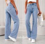 Kõrge vöökohaga wide-leg teksad Laulia