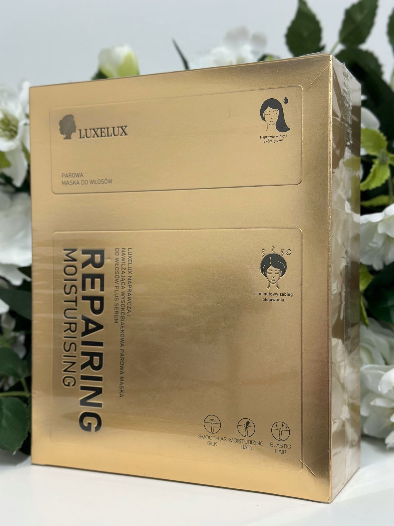 Taastav ja niisutav aurav juuksemask Luxelux Repairing Moisturizing