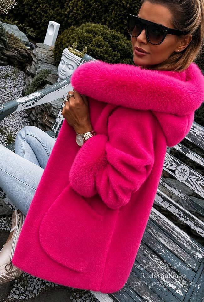 Pilkupüüdev ja soe fuksia roosa alpaka jakk